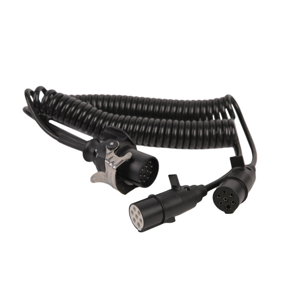 7 POLE PU Spiral coil, satu colokan 15P, dua lainnya colokan plastik 7P panjang kabel 1m,2m,3m.. JH047-C