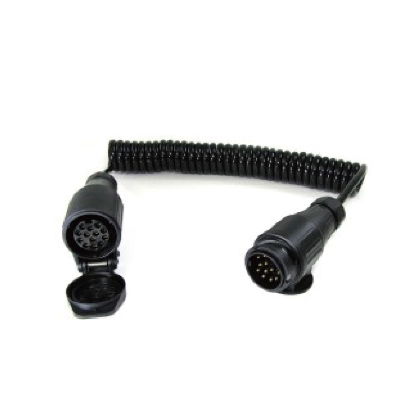 Kumparan Spiral PU 7 tiang 6x1+1x1.5mm2 dengan sumbat plastik 13pin dan soket plastik 13pin. Panjang kabel 1m, 2m,3m.....JH008-Z