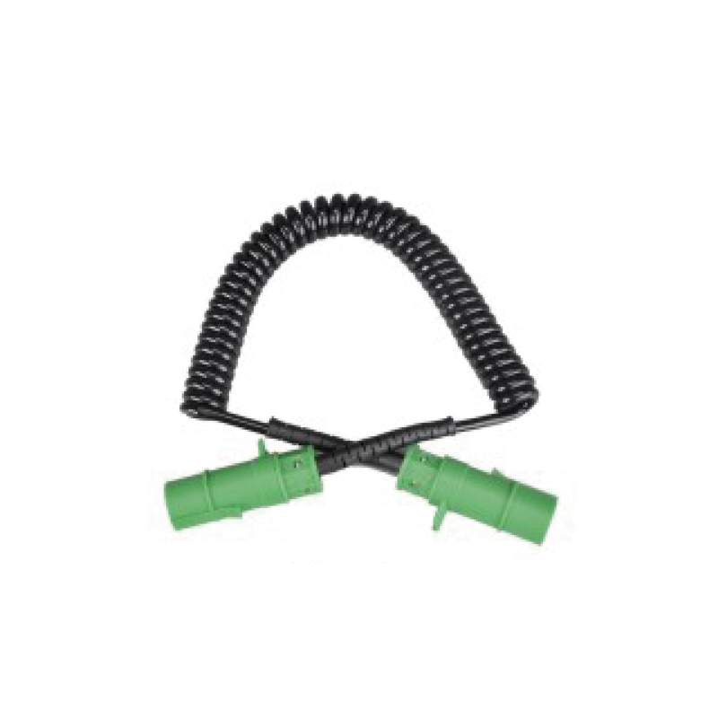Kumparan Spiral PU 7 tiang, 2 colokan plastik hijau 24V; panjang kabel 1m 2m 3m......JH082-A