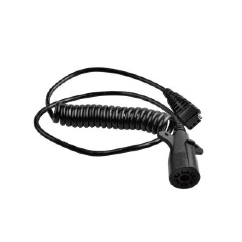 Kumparan Spiral PU 7 Tiang Hitam Dengan Dua Steker Plastik, Panjang Kabel 1m,2m,3m.....JH065-A
