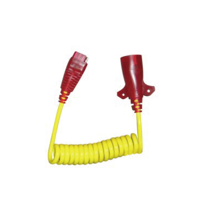 Kumparan Spiral PU 7 Tiang Kuning Dengan Dua Steker Plastik, Panjang Kabel 1m,2m,3m... JH065-B