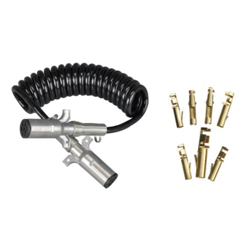 Kumparan Spiral Hitam dengan dua colokan logam 24V, tipe pin crimp; panjang kabel 1m 2m 3m.......JH091-D