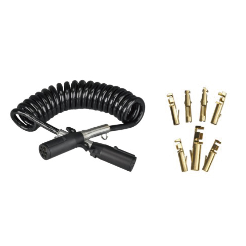 Coil Spiral Hitam dengan dua colokan plastik 24V, tipe pin crimp; panjang kabel 1 m 2m 3m.......JH092-D